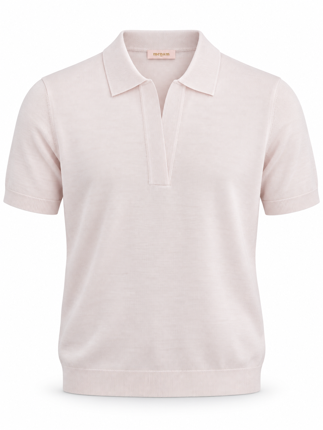 Pudra Extra Fine Merino Yünü Kısa Kollu Triko
