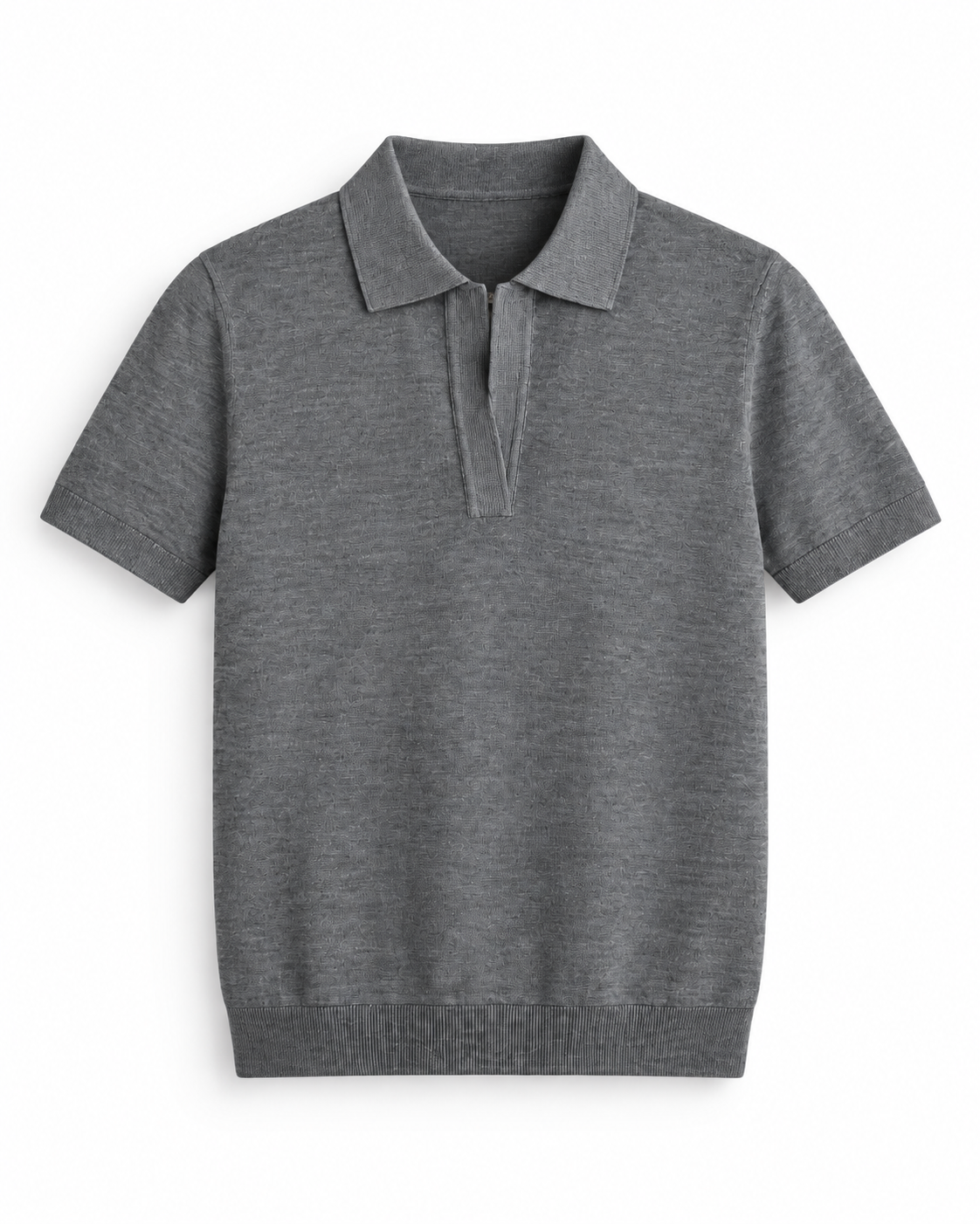 Gri Extra Fine Merino Yünü Kısa Kollu Triko