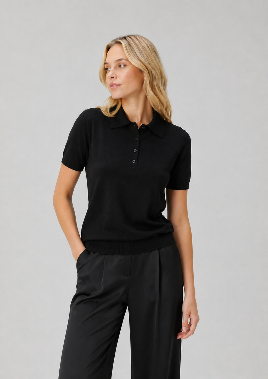 Siyah Polo Yaka Triko