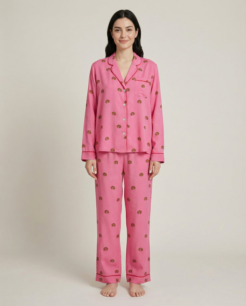 Crab Viskon Uzun Pijama Takımı