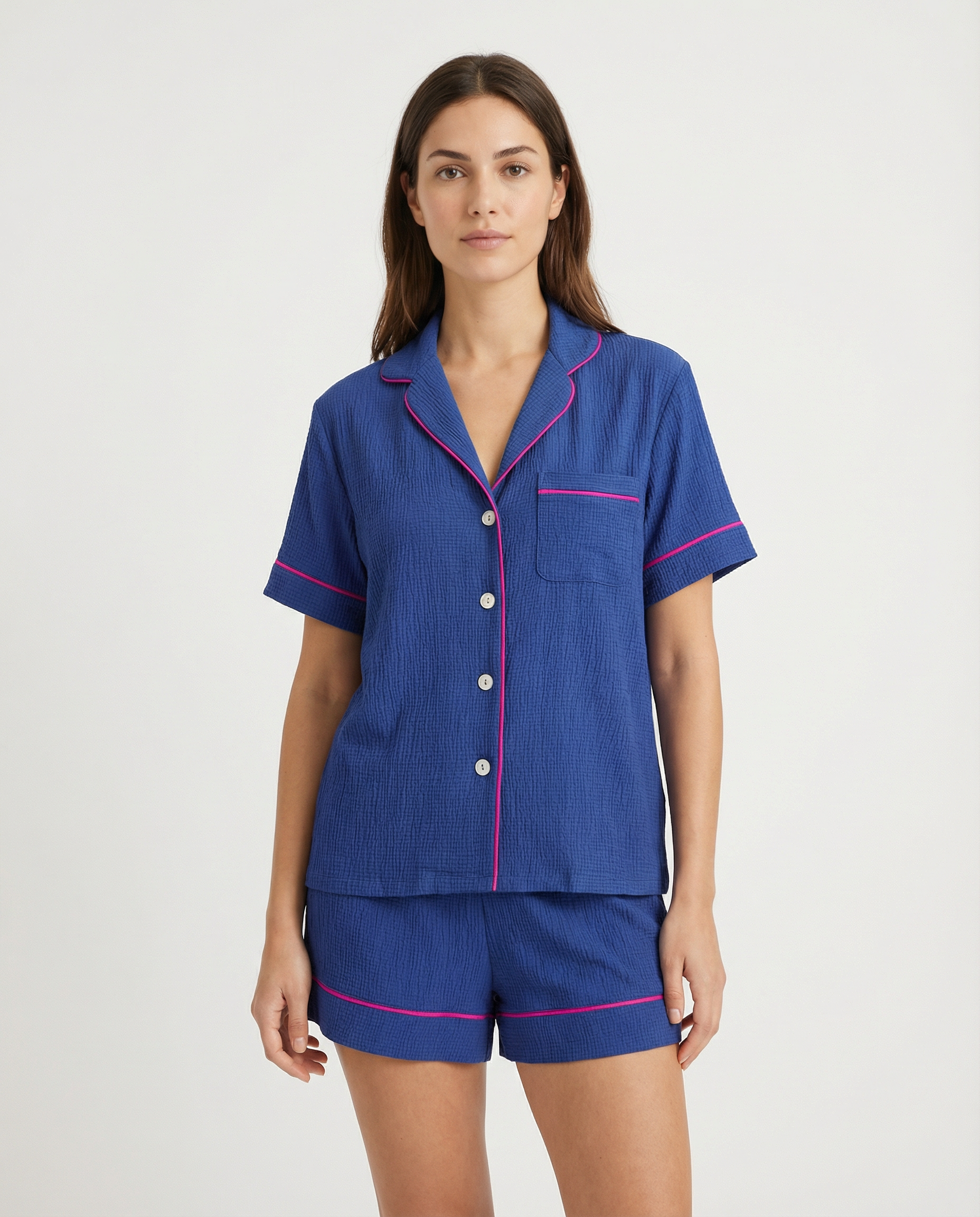 Lizbon Navy Şortlu Pijama Takımı