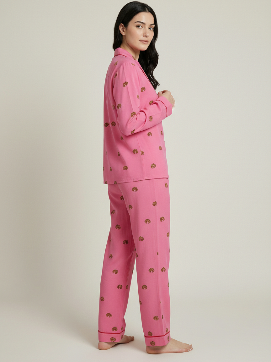 Crab Viskon Uzun Pijama Takımı